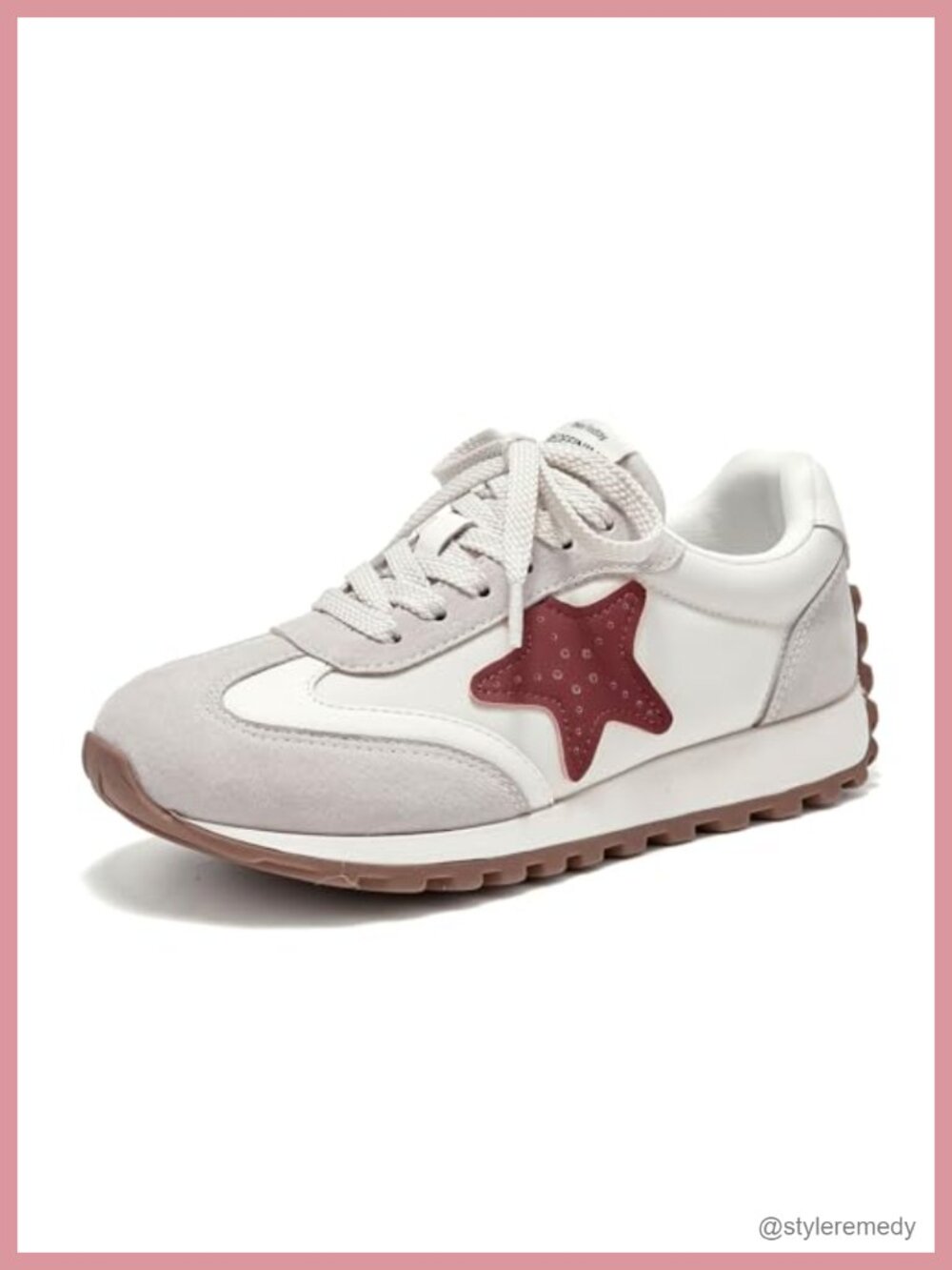 Women's Chunky Platform Sneakers Lace-Up Breathable Leather Casual Walking Shoes